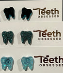 Tooth Stud Earrings: Glitter Dental Hygienist Gift