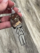 Grey Check Tooth Keychain