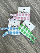 Smiling Teeth Hairbow: Green, Blue and Pink