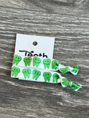 Smiling Teeth Hairbow: Green, Blue and Pink