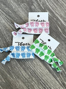 Smiling Teeth Hairbow: Green, Blue and Pink