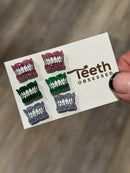 Typodont Earrings: Pink, Green and Purple