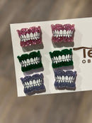 Typodont Earrings: Pink, Green and Purple