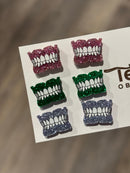 Typodont Earrings: Pink, Green and Purple