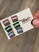 Typodont Earrings: Pink, Green and Purple