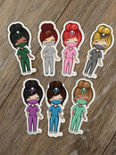 Dental Team Sticker in Green Scrubs