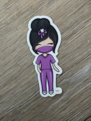 Dental Team Sticker in Green Scrubs