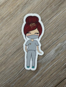 Dental Team Sticker in Green Scrubs