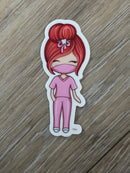 Dental Team Sticker in Green Scrubs