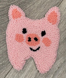 Punch Needle Tooth Car Coaster: Embroidered Linen Dental Gift