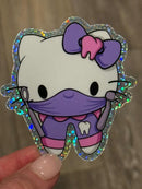 Kitty Dental Hygienist, Hello Car Tooth Sticker, Dental Assistant, Dental Cat Student, Hygienist Sticker, Teeth Sticker, RDH Sticker
