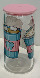 Dental Hygienist Glass Tumbler with Lid & Straw: Iced Coffee Cup