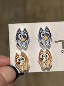 Blue Dog Earrings: Handmade Resin Cartoon Dog Lover Jewelry