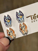 Blue Dog Earrings: Handmade Resin Cartoon Dog Lover Jewelry