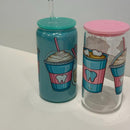 Dental Hygienist Glass Tumbler with Lid & Straw: Iced Coffee Cup