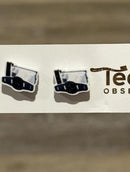 Enamel Dental Camera Earrings: Handmade Stainless Steel Molar Studs