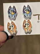 Blue Dog Earrings: Handmade Resin Cartoon Dog Lover Jewelry