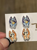 Blue Dog Earrings: Handmade Resin Cartoon Dog Lover Jewelry