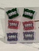 Glitter Typodont Earrings: Green, Pink, Purple