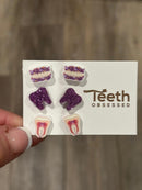 Purple Trio Tooth Earrings