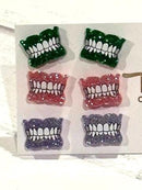 Glitter Typodont Earrings: Green, Pink, Purple