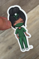 Dental Team Sticker in Green Scrubs