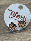 Kawaii Coffee Cup Tooth Earrings: Dental Hygienist Gift