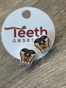 Kawaii Coffee Cup Tooth Earrings: Dental Hygienist Gift