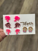 Pink Tooth Earrings