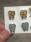 Glitter Cheetah Tooth Stud Earrings: Dental Hygienist Gift