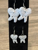 Glitter Tooth Stud Earrings: Hypoallergenic Dental Jewelry