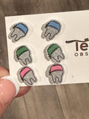 Scrub Hat Tooth Earrings, Tooth Stud Earrings, Tooth Earrings, Dental Earrings, Dental Assistant Earrings, Dental Hygienist Earrings