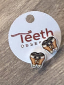 Kawaii Coffee Cup Tooth Earrings: Dental Hygienist Gift