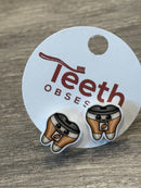 Kawaii Coffee Cup Tooth Earrings: Dental Hygienist Gift