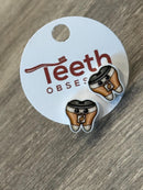 Kawaii Coffee Cup Tooth Earrings: Dental Hygienist Gift
