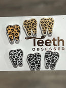 Glitter Cheetah Tooth Stud Earrings: Dental Hygienist Gift