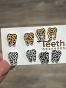 Glitter Cheetah Tooth Stud Earrings: Dental Hygienist Gift