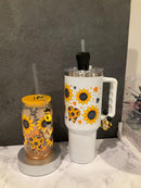 Sunflower Tooth Glass Tumbler: Dental Hygienist Gift with Charm