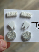 Tooth, Molar & Floss Earring Trio: Dentist Hygienist Gift