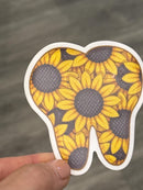 Sunflower Tooth Sticker | Cute Dental Sticker | Dental Assistant Hygienist Gift | Tooth Flower Decal | Dentist Laptop & Water Bottle Sticker