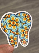 Flower Tooth Sticker | Cute Dental Sticker | Dental Assistant & Hygienist Gift | Tooth Floral Decal | Dentist Laptop Water Bottle Sticker