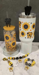 Sunflower Tooth Glass Tumbler: Dental Hygienist Gift with Charm