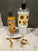 Sunflower Tooth Glass Tumbler: Dental Hygienist Gift with Charm
