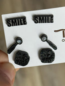 Dental Earring Trio: Smile, Mirror, & Molar Tooth Studs