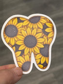 Sunflower Tooth Sticker | Cute Dental Sticker | Dental Assistant Hygienist Gift | Tooth Flower Decal | Dentist Laptop & Water Bottle Sticker