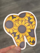 Sunflower Tooth Sticker | Cute Dental Sticker | Dental Assistant Hygienist Gift | Tooth Flower Decal | Dentist Laptop & Water Bottle Sticker