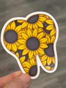 Sunflower Tooth Sticker | Cute Dental Sticker | Dental Assistant Hygienist Gift | Tooth Flower Decal | Dentist Laptop & Water Bottle Sticker