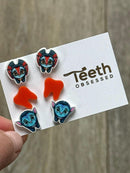 Swimming Tooth Earring and Sticker Combo