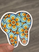 Flower Tooth Sticker | Cute Dental Sticker | Dental Assistant & Hygienist Gift | Tooth Floral Decal | Dentist Laptop Water Bottle Sticker