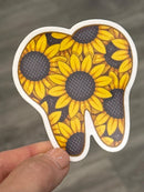 Sunflower Tooth Sticker | Cute Dental Sticker | Dental Assistant Hygienist Gift | Tooth Flower Decal | Dentist Laptop & Water Bottle Sticker